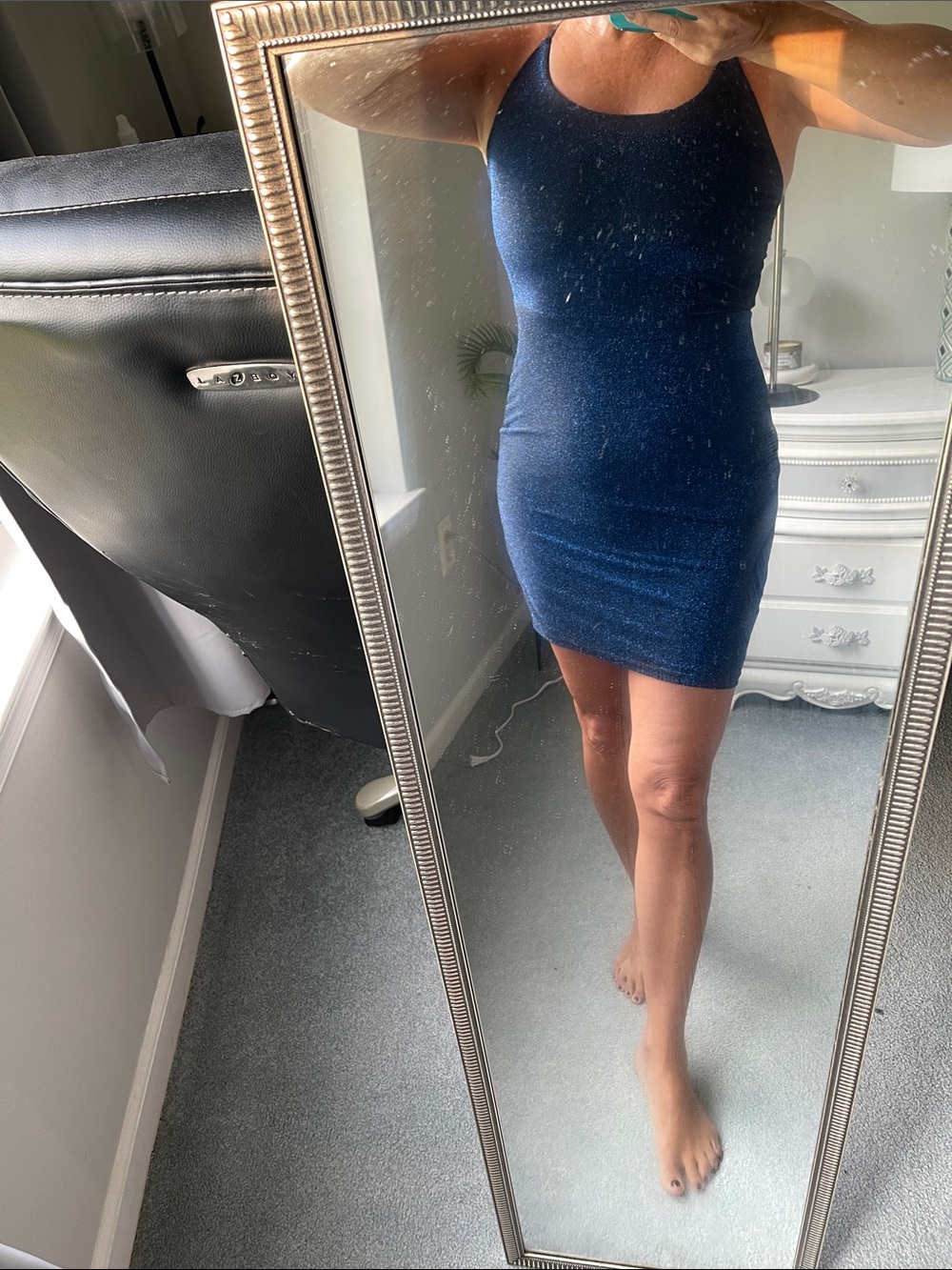 Sparkling Navy Blue Slip Dress